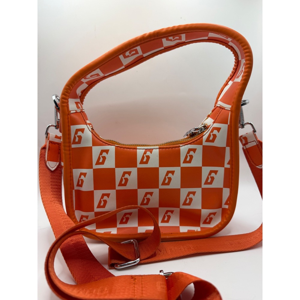 Gsuwoo So Real Orange White Checkered Logo Crossbody Shoulder Bag 6x8 Streetwear